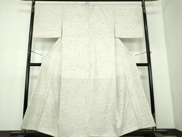 平和屋着物●本場結城紬　重要無形文化財　100亀甲　格子花文　正絹　逸品　DAAX4521ps