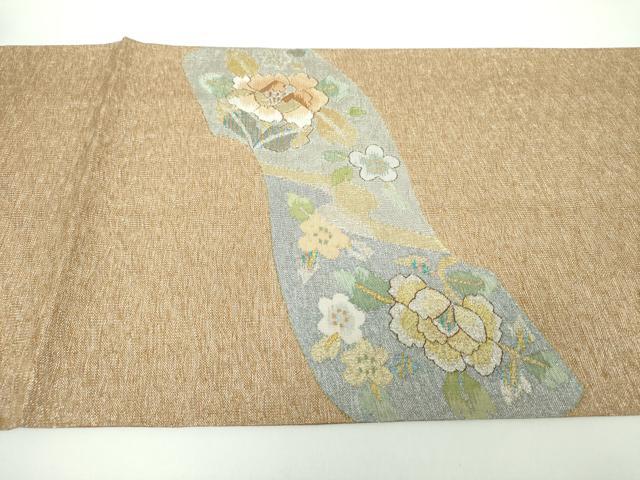 平和屋着物▽明綴れ　太鼓柄袋帯　スリーシーズン帯　春　夏　秋　地紙花文　金銀糸　正絹　逸品　未使用　DAAX4536ps 平和屋着物○明綴れ 太鼓柄袋帯 スリーシーズン帯 春 夏 秋 地