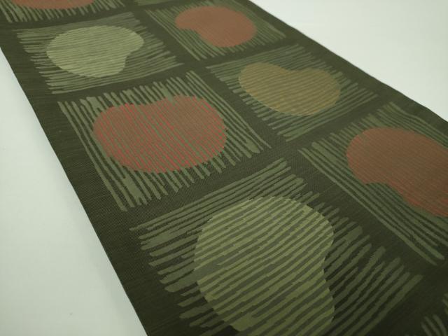 平和屋着物●名門木屋太　今河織物　六通柄袋帯　格子抽象文様　正絹　逸品　DAAX4543ps 平和屋着物○名門木屋太 今河織物 六通柄袋帯 格子抽象