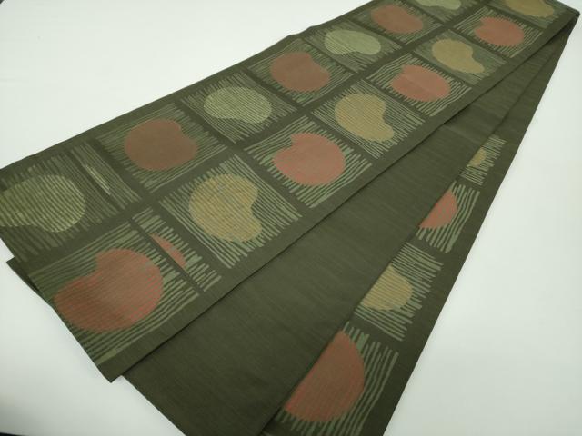 平和屋着物○名門木屋太 今河織物 六通柄袋帯 格子抽象文様 正絹 逸品