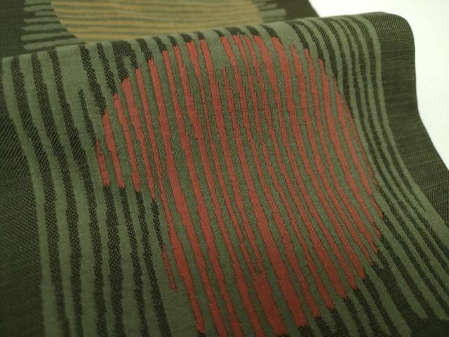 平和屋着物○名門木屋太 今河織物 六通柄袋帯 格子抽象