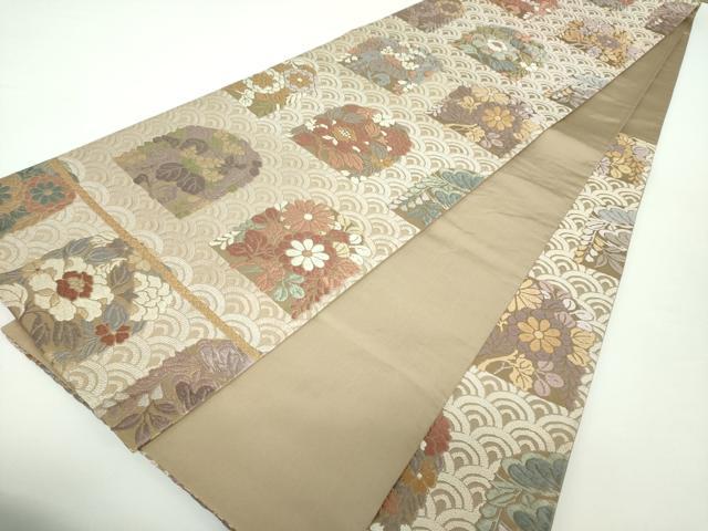 平和屋着物●西陣老舗　山城機業店　伊勢屋孝兵衛　六通柄袋帯　唐織　草花文　金糸　正絹　逸品　DAAX4546ps 平和屋着物○西陣老舗 山城機業店 伊勢屋孝兵衛 六通