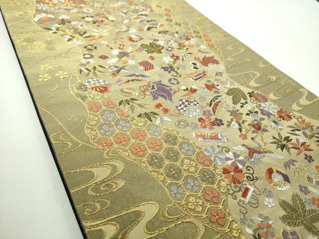 平和屋着物●西陣　六通柄袋帯　正倉院裂文錦　金糸　証紙付き　正絹　逸品　未使用　CAAY2675hy 平和屋着物○西陣 六通柄袋帯 正倉院裂文錦 金糸