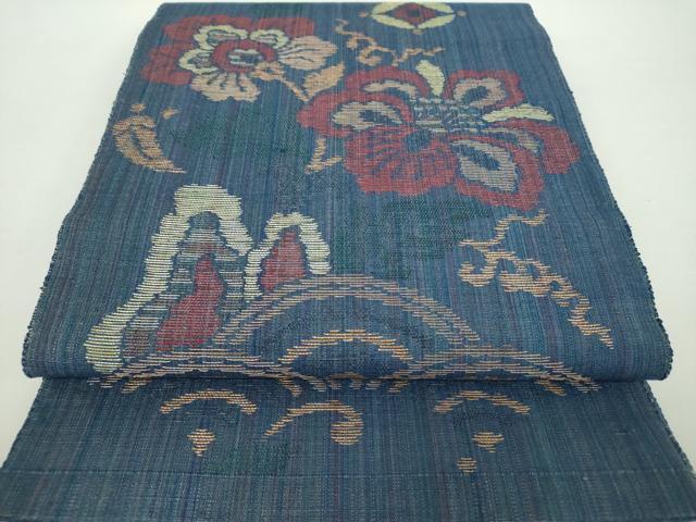 平和屋着物●六通柄袋帯　青海波更紗花文　金糸　正絹　逸品　DAAX4580ps