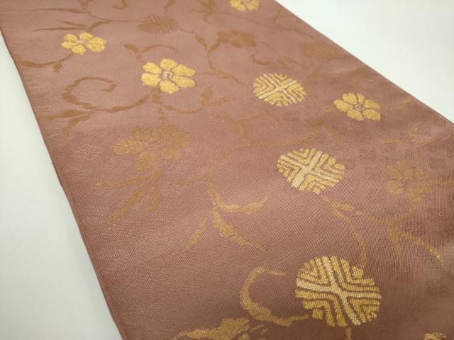 平和屋着物●全通柄　本袋帯　名物裂　笹蔓緞子　金糸　正絹　逸品　DAAX4585ps 平和屋着物○全通柄 本袋帯 名物裂 笹蔓緞子 金糸 正絹