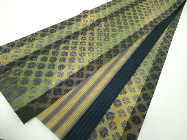 平和屋着物●菅原工房　菅原結作　漢方染紬　両面　全通柄袋帯　総絞り　間道　やまと誂製　正絹　逸品　DAAX4593ps