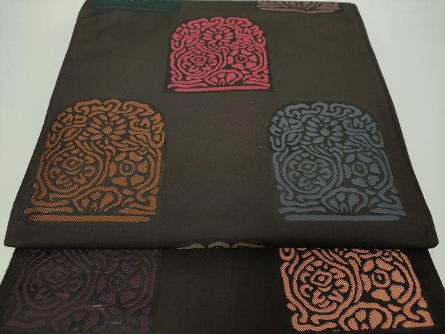 平和屋着物●西陣　岩井織物謹製　全通柄　本袋帯　瓦燈印金文　上代24万　証紙付き　正絹　逸品　未使用　DAAX4599ps