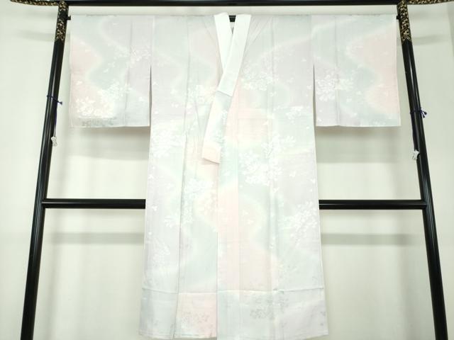 平和屋着物●上質な長襦袢　無双仕立て　束ね熨斗花地紋　暈し染め　まるやま扱い　正絹　逸品　未使用　DAAX4664ps