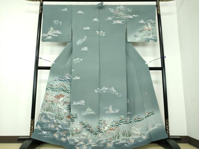 平和屋着物●訪問着　友禅　作家物　水辺風景　暈し染め　正絹　逸品　DAAX4671ps