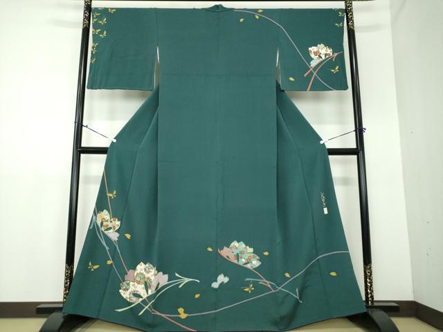 平和屋着物●訪問着　作家物　駒刺繍　花おとぎ　舞桜　舞蝶吹き寄せ花文　金彩　正絹　逸品　DAAX4691ps