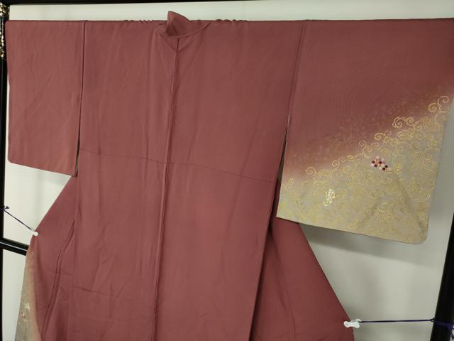 平和屋着物○人間国宝 福田喜三郎 訪問着 刺繍 葡萄唐草文 暈し