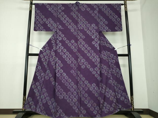 平和屋着物●上質な小紋　手しぼり　斜線文　反端付き　正絹　逸品　未使用　DAAX4713ps 平和屋着物○上質な小紋 手しぼり 斜線文 反端付き 正絹 逸品