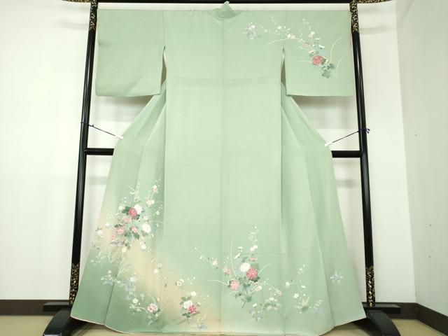 平和屋着物●訪問着　友禅　草花文　暈し染め　正絹　逸品　DAAX4722ps