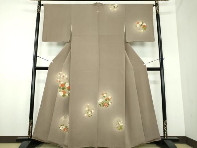 平和屋着物●訪問着　刺繍　花丸文　暈し染め　鬼しぼ縮緬　正絹　逸品　未使用　DAAX4731ps