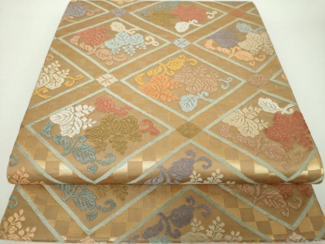 平和屋着物●六通柄袋帯　唐織　花菱文　金糸　正絹　逸品　DAAX4744ps