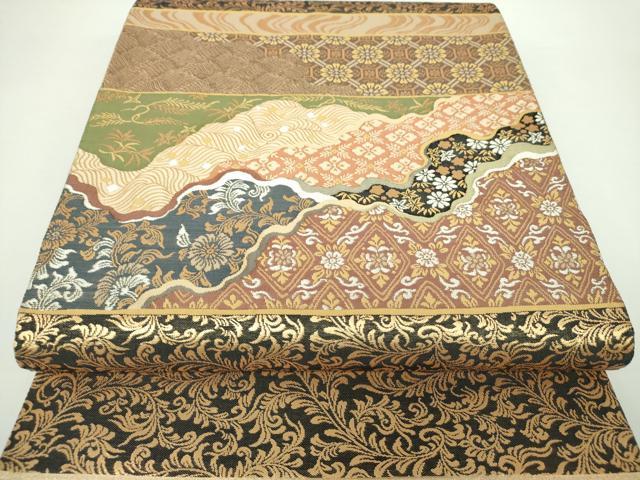 平和屋着物●老舗機屋　織匠万勝織物　北山つづれ　綴れ　六通柄袋帯　名物裂花文　金糸　正絹　逸品　DAAX4749ps