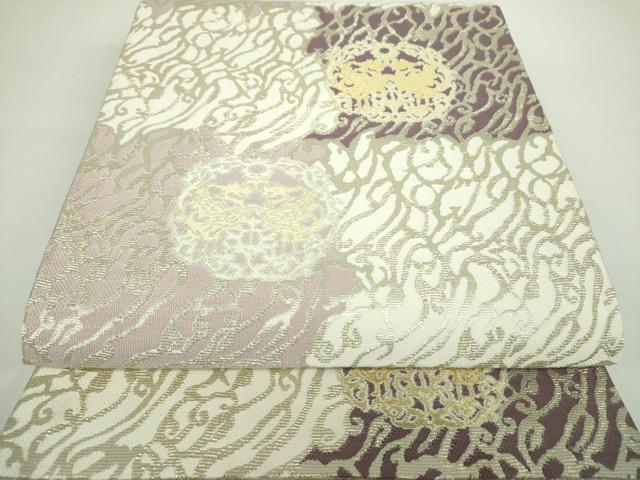 平和屋着物●極上　両面　六通柄袋帯　金華山織　向かい鳥唐草文　金糸　正絹　逸品　DAAX4761ps