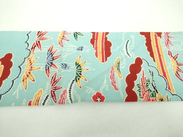 平和屋着物○九寸名古屋帯 型染 松竹梅 雲取り飛鶴文