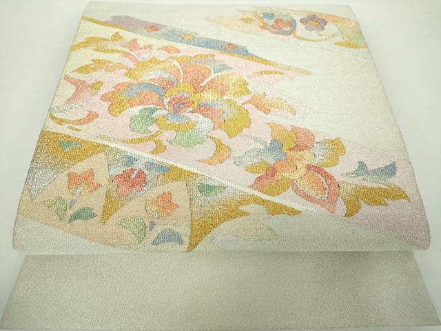 平和屋着物●西陣　川島織物　本金　爪掻き本綴れ　八寸名古屋帯　更紗花文　金銀糸　正絹　逸品　DAAX4792ps