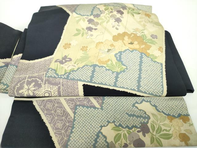平和屋着物●アンティーク　大正ロマン　ワンタッチつけ帯　刺繍　色紙重ね花文　正絹　逸品　DAAX4819ps