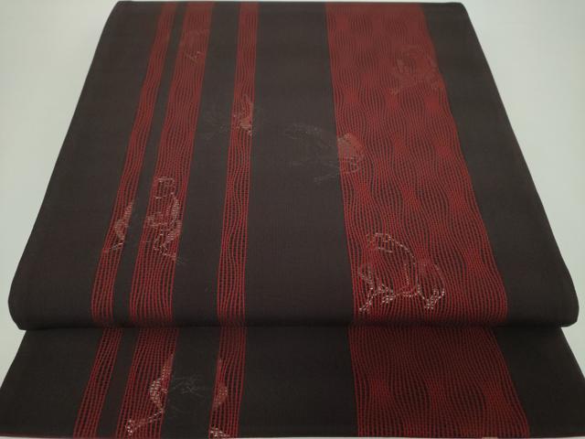 平和屋着物●両面　全通柄袋帯　蛙　金彩　正絹　逸品　DAAX4831ps