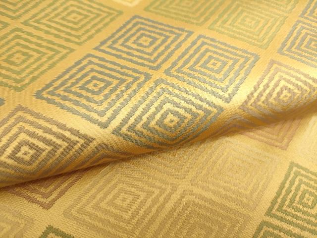 平和屋着物●織物一筋名門　織悦　全通柄袋帯　菱文　金糸　正絹　逸品　未使用　DAAX4841ps 平和屋着物○織物一筋名門 織悦 全通柄袋帯 菱文 金糸