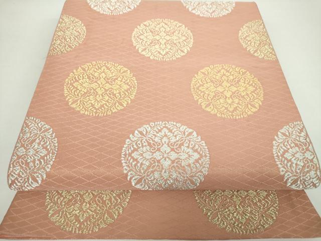 平和屋着物●六通柄袋帯　花丸文　金銀糸　正絹　逸品　DAAX4887ps