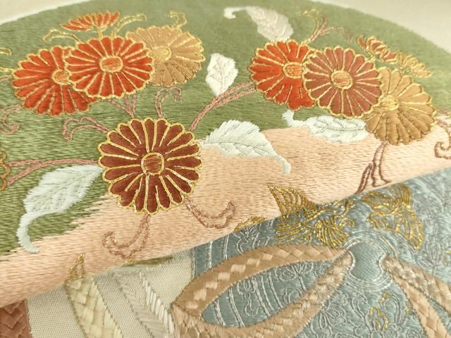 平和屋着物○西陣 川島織物 太鼓柄袋帯 駒刺繍 総刺繍 鏡裏