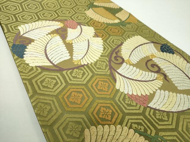 平和屋着物○六通柄袋帯 唐織 若松葉 金糸 正絹 逸品 DAAX4892ps 袋帯