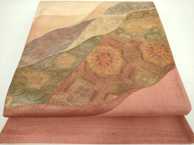 平和屋着物●中国三大刺繍　スワトウ刺繍　汕頭刺繍　総刺繍　太鼓柄袋帯　道長花文　金彩　正絹　逸品　DAAX4899ps