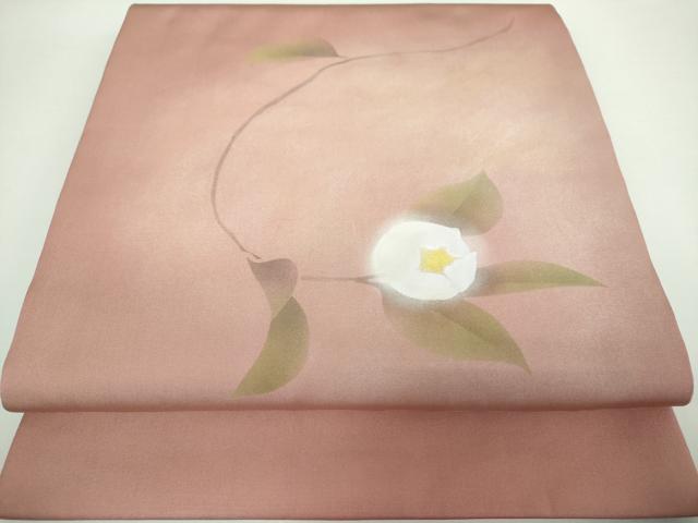 平和屋着物●銀座きしや　塩瀬　九寸開き名古屋帯　手描き　枝花文　金彩　正絹　逸品　DAAX4912ps