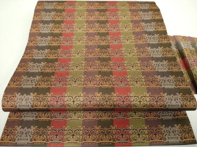 平和屋着物●龍村美術織物　九寸名古屋帯　獅噛文長斑錦　正絹　逸品　DAAX4933ps