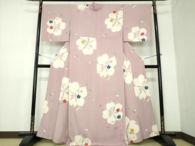 平和屋着物●上質な小紋　舞桜　鬼しぼ縮緬　金彩　正絹　逸品　DAAX4969ps