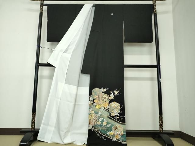 平和屋着物○豪華黒留袖 作家物 駒刺繍 亀甲吉祥花文 暈