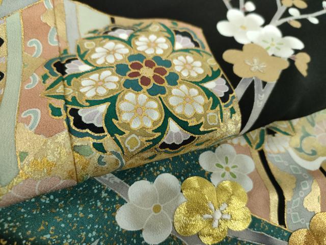 平和屋着物○豪華黒留袖 作家物 駒刺繍 亀甲吉祥花文 暈