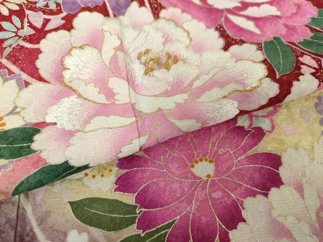 平和屋着物○豪華振袖 刺繍 枝垂れ桜 吉祥花文 暈し染め 金彩 金