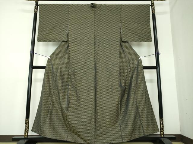 平和屋着物●上質なお召　市松文様　正絹　逸品　DAAX4999ps 平和屋着物○上質なお召 市松文様 正絹 逸品 DAAX4999ps