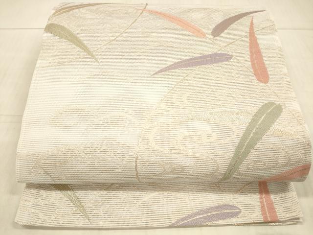 平和屋着物＊夏物　六通柄袋帯　流水草葉文　金糸　DAAX5534cm