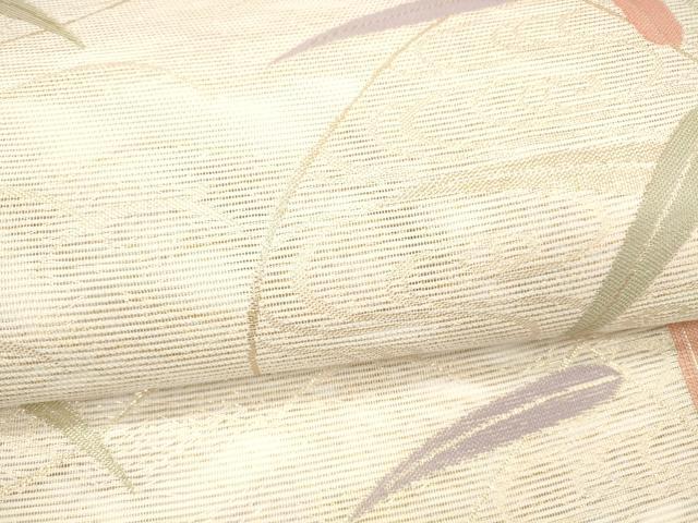 平和屋着物＊夏物　六通柄袋帯　流水草葉文　金糸　DAAX5534cm 平和屋着物＊夏物 六通柄袋帯 流水文 銀糸 正絹 逸品 DAAX8909cmの通販