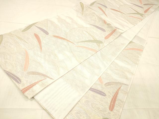 平和屋着物＊夏物　六通柄袋帯　流水草葉文　金糸　DAAX5534cm 平和屋着物＊夏物 六通柄袋帯 流水文 銀糸 正絹 逸品 DAAX8909cmの通販