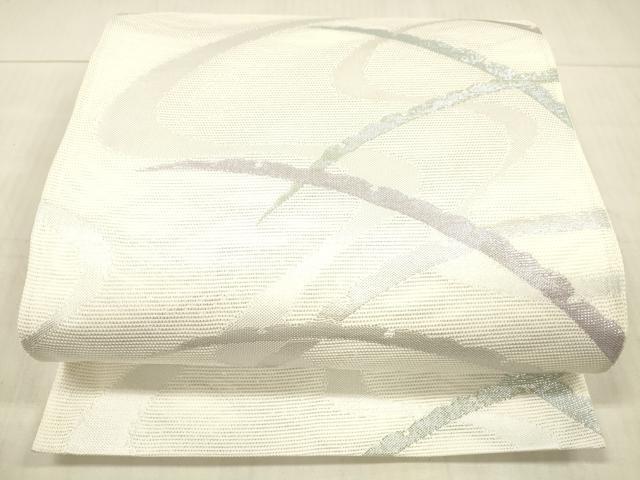 平和屋着物＊夏物　六通柄袋帯　流水草葉文　銀糸　DAAX5539cm