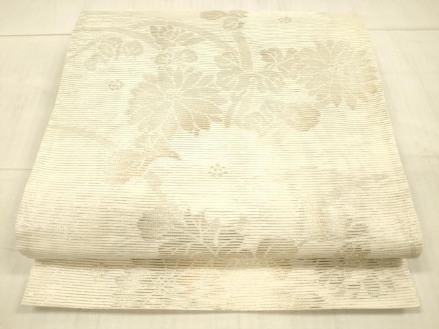 平和屋着物＊夏物　六通柄袋帯　草花文　金銀糸　正絹　逸品　DAAX5552cm