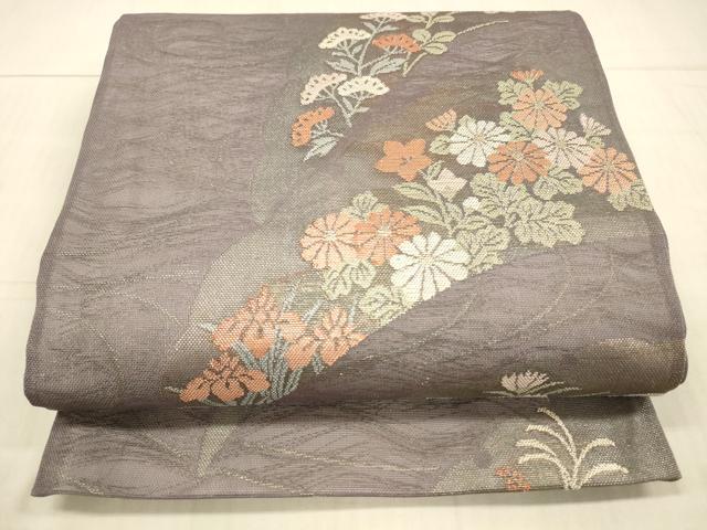 平和屋着物＊夏物　六通柄袋帯　流水雪芝籬花文　金糸　正絹　逸品　DAAX5558cm