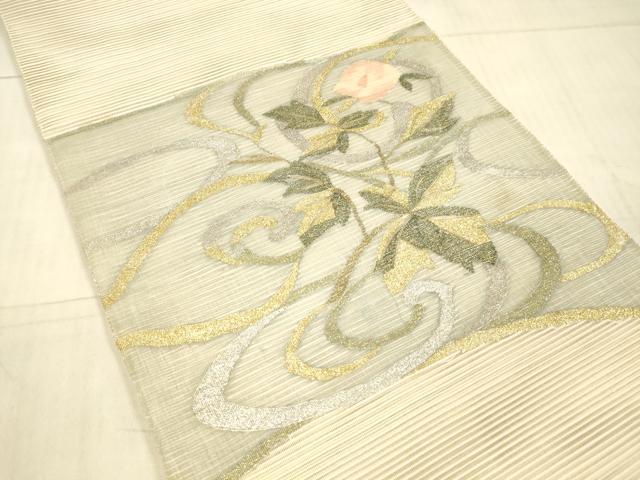 平和屋着物＊夏物　絽綴れ　太鼓柄袋帯　草花文　金銀糸　正絹　逸品　DAAX0297cm 平和屋着物＊夏物 絽綴れ 太鼓柄袋帯 草花文 金銀糸 正絹 逸品