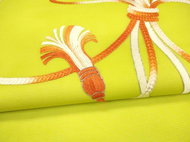 平和屋着物＊夏物 九寸名古屋帯 駒刺繍 総刺繍 束ね熨斗文