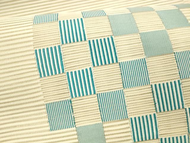 平和屋着物＊夏物 絽綴れ 八寸名古屋帯 市松文様 正絹 逸品 DAAX5571cm