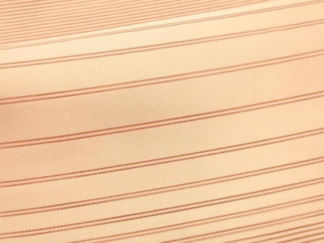 平和屋着物＊夏物　絽綴れ　八寸名古屋帯　横段文　甚三紅色　正絹　逸品　DAAX5572cm 平和屋着物＊夏物 絽綴れ 八寸名古屋帯 横段文 甚三