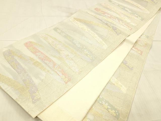 平和屋着物＊夏物 六通柄袋帯 草花文 金銀糸 正絹 逸品 DAAX5583cm