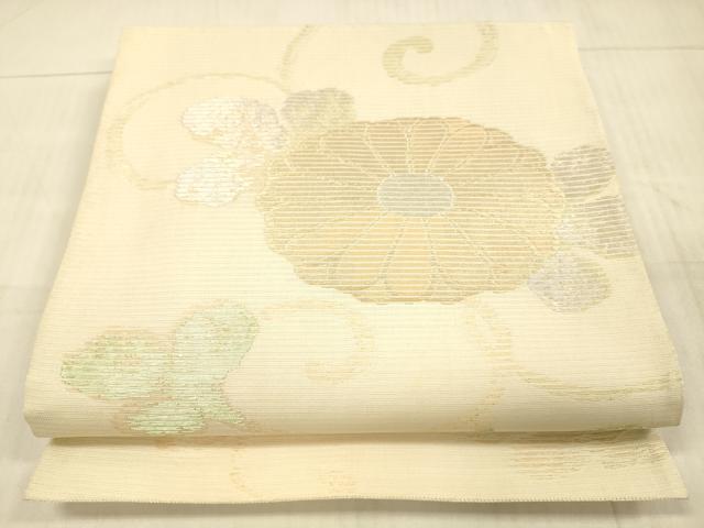 平和屋着物＊夏物　太鼓柄袋帯　花唐草文　金銀糸　正絹　逸品　DAAX5584cm