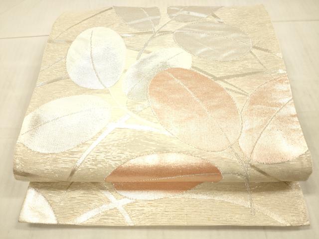 平和屋着物＊夏物　六通柄袋帯　草葉文　銀糸　正絹　逸品　DAAX5585cm